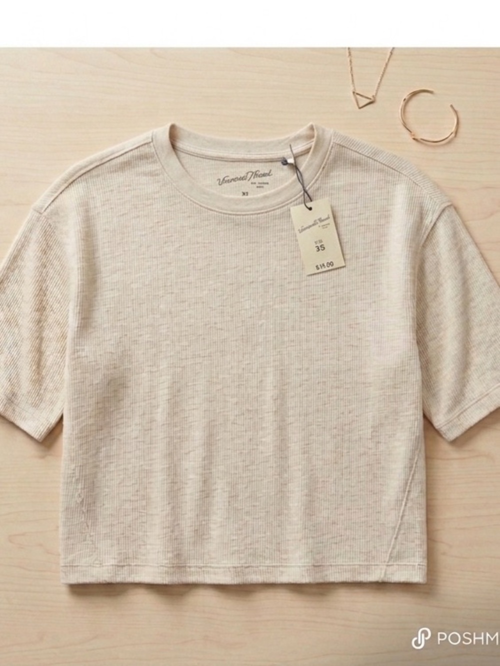 Universal Thread Beige crop top pullover XS elbow sleeve